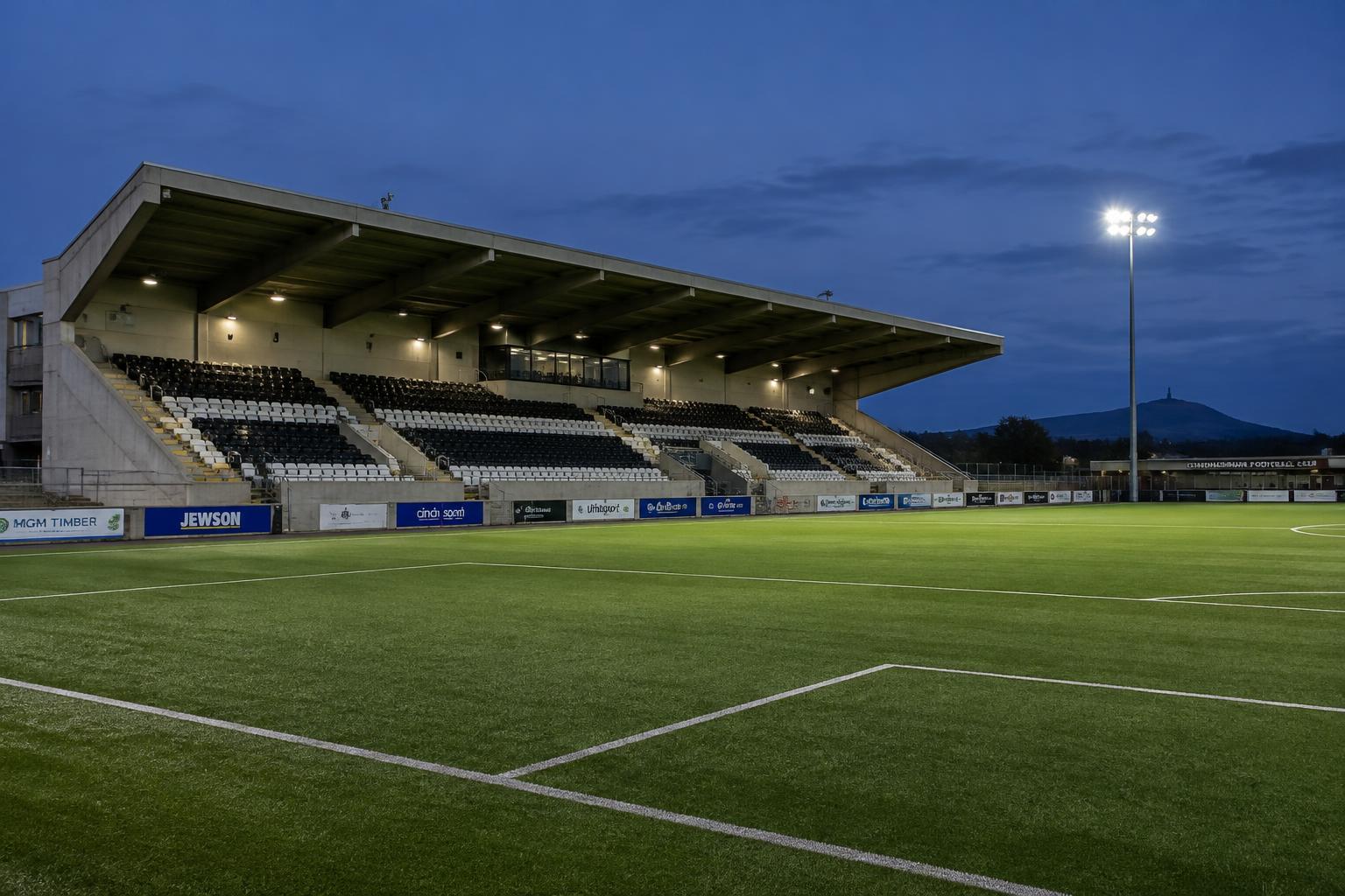 Lowland League football ground on a Saturday afternoon